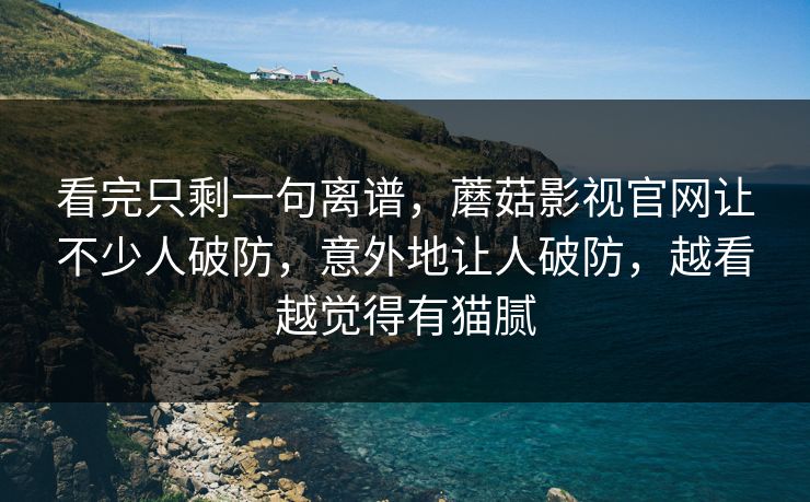 看完只剩一句离谱，蘑菇影视官网让不少人破防，意外地让人破防，越看越觉得有猫腻