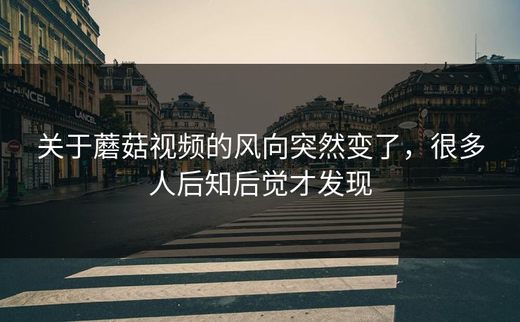 关于蘑菇视频的风向突然变了，很多人后知后觉才发现