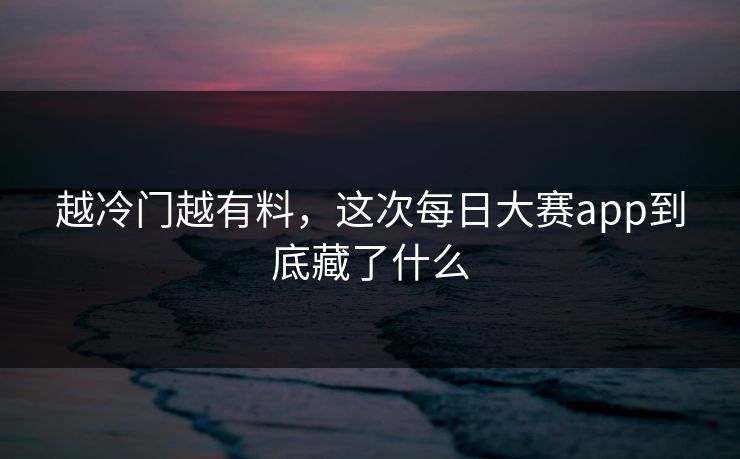 越冷门越有料，这次每日大赛app到底藏了什么