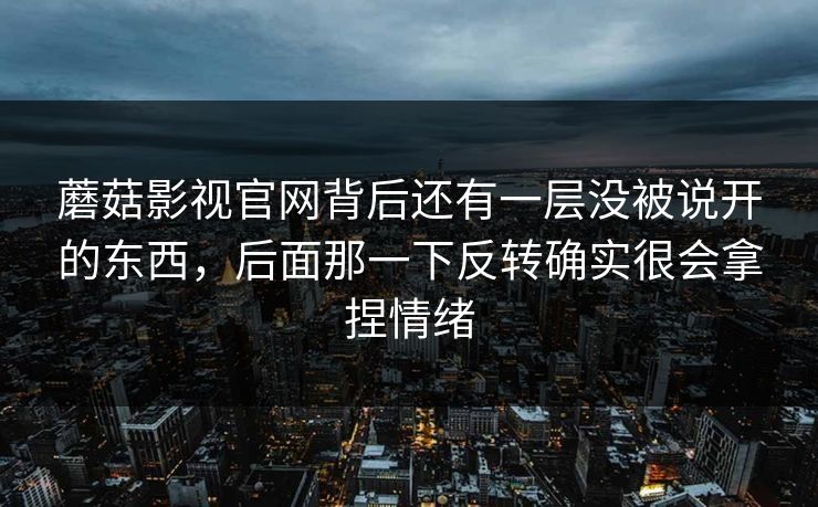 蘑菇影视官网背后还有一层没被说开的东西，后面那一下反转确实很会拿捏情绪