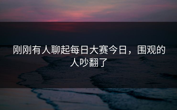 刚刚有人聊起每日大赛今日，围观的人吵翻了