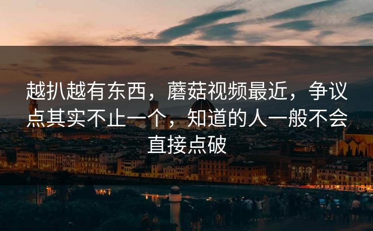 越扒越有东西，蘑菇视频最近，争议点其实不止一个，知道的人一般不会直接点破