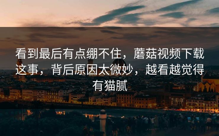 看到最后有点绷不住，蘑菇视频下载这事，背后原因太微妙，越看越觉得有猫腻