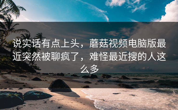 说实话有点上头，蘑菇视频电脑版最近突然被聊疯了，难怪最近搜的人这么多