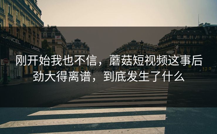 刚开始我也不信,蘑菇短视频这事后劲大得离谱,到底发生了什么 刚开始我也不信,蘑菇短视频这事后劲大得离谱,到底发生了什么