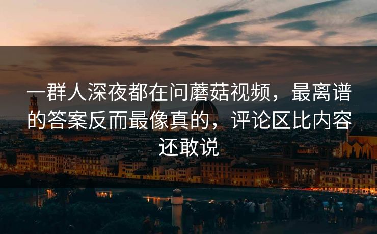 一群人深夜都在问蘑菇视频，最离谱的答案反而最像真的，评论区比内容还敢说