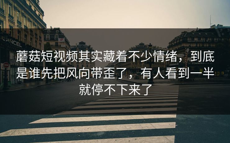 蘑菇短视频其实藏着不少情绪,到底是谁先把风向带歪了,有人看到一半就停不下来了 蘑菇短视频其实藏着不少情绪,到底是谁先把风向带歪了,有人看到一半就停不下来了