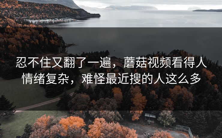 忍不住又翻了一遍,蘑菇视频看得人情绪复杂,难怪最近搜的人这么多 忍不住又翻了一遍,蘑菇视频看得人情绪复杂,难怪最近搜的人这么多