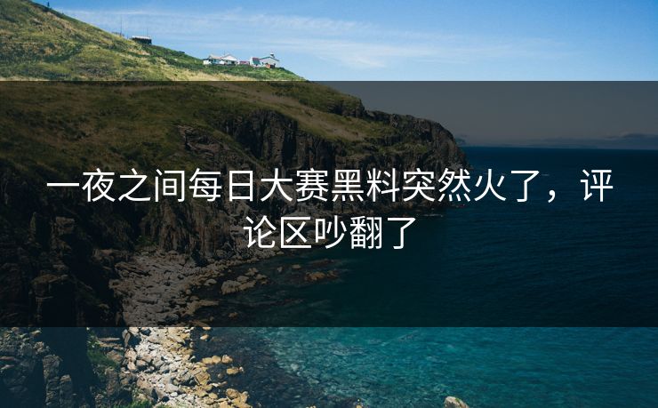 一夜之间每日大赛黑料突然火了,评论区吵翻了 一夜之间每日大赛黑料突然火了,评论区吵翻了