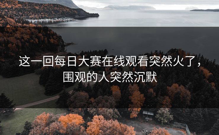 这一回每日大赛在线观看突然火了,围观的人突然沉默 这一回每日大赛在线观看突然火了,围观的人突然沉默